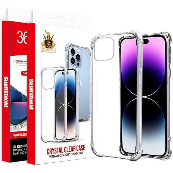 For Apple iPhone Clear Case Shockproof Tough Gel Transparent Air Cushion Heavy Duty Phone Back Cover (Crystal Clear)
