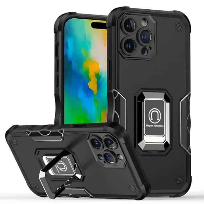 Apple iPhone 16/16e/ 16 Plus/ 16 Pro Max Magnetic Ring Rugged Shockproof Case Heavy Duty Protective Back Cover
