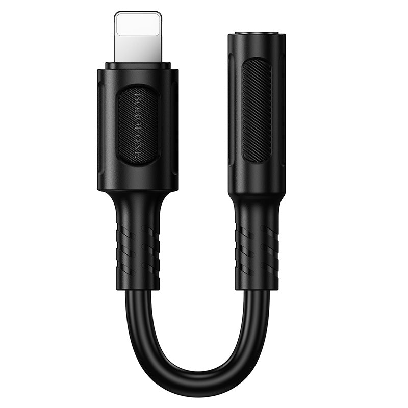Borofone BL25D Fiesta 3.5mm Aux Female to Lightning Male Audio Headphone Jack Digital Adapter Converter (Black)