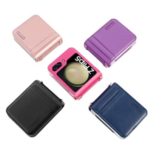 for Samsung Galaxy Z Flip Series Hanman PU Flip Leather Wallet Cover Case