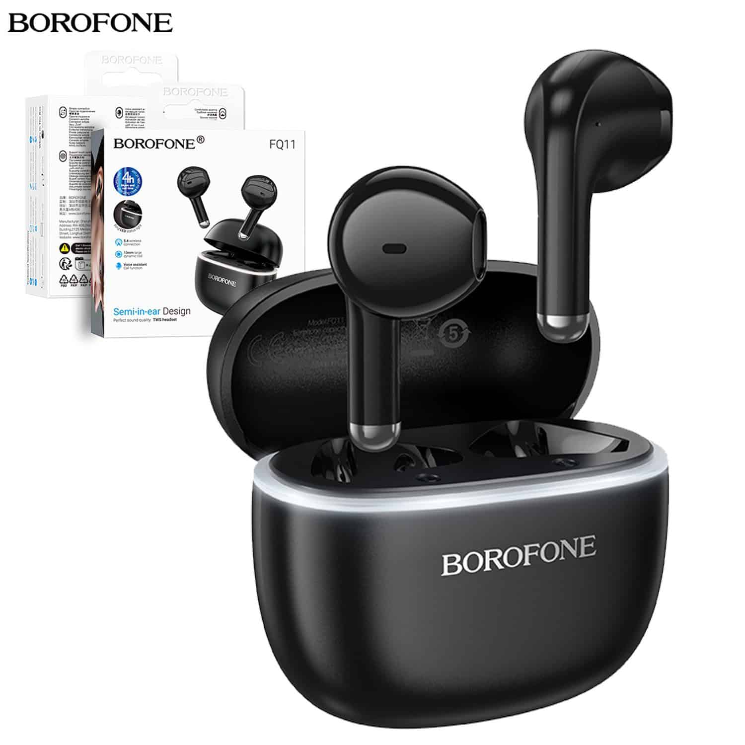 Borofone FQ11 TWS True Wireless BT 5.4 Bluetooth Sports Earbuds Headset For iPhone/Samsung/Moto/Nokia/Oppo