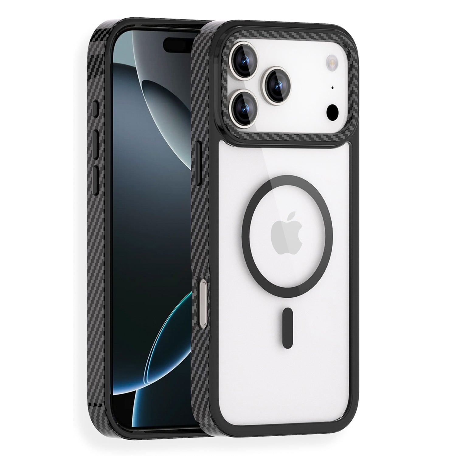 For Apple iPhone 17/17Air/17 Pro/17 Pro Max Kevlar Texture Carbon Fiber Magnetic Magsafe Back Case – Shockproof Clear Back Cover with Rugged Bumper Protection, Slim Fit Design