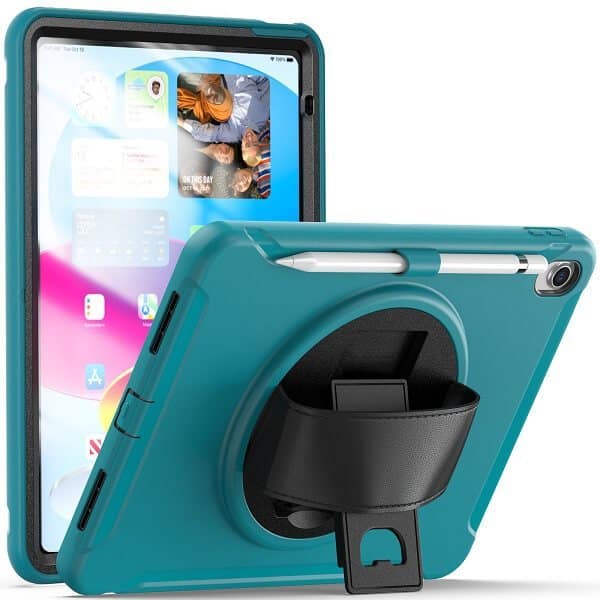 For Apple iPad Military Grade Rotating Case TPU Shockproof Multi-Layer Protective Kickstand Cover