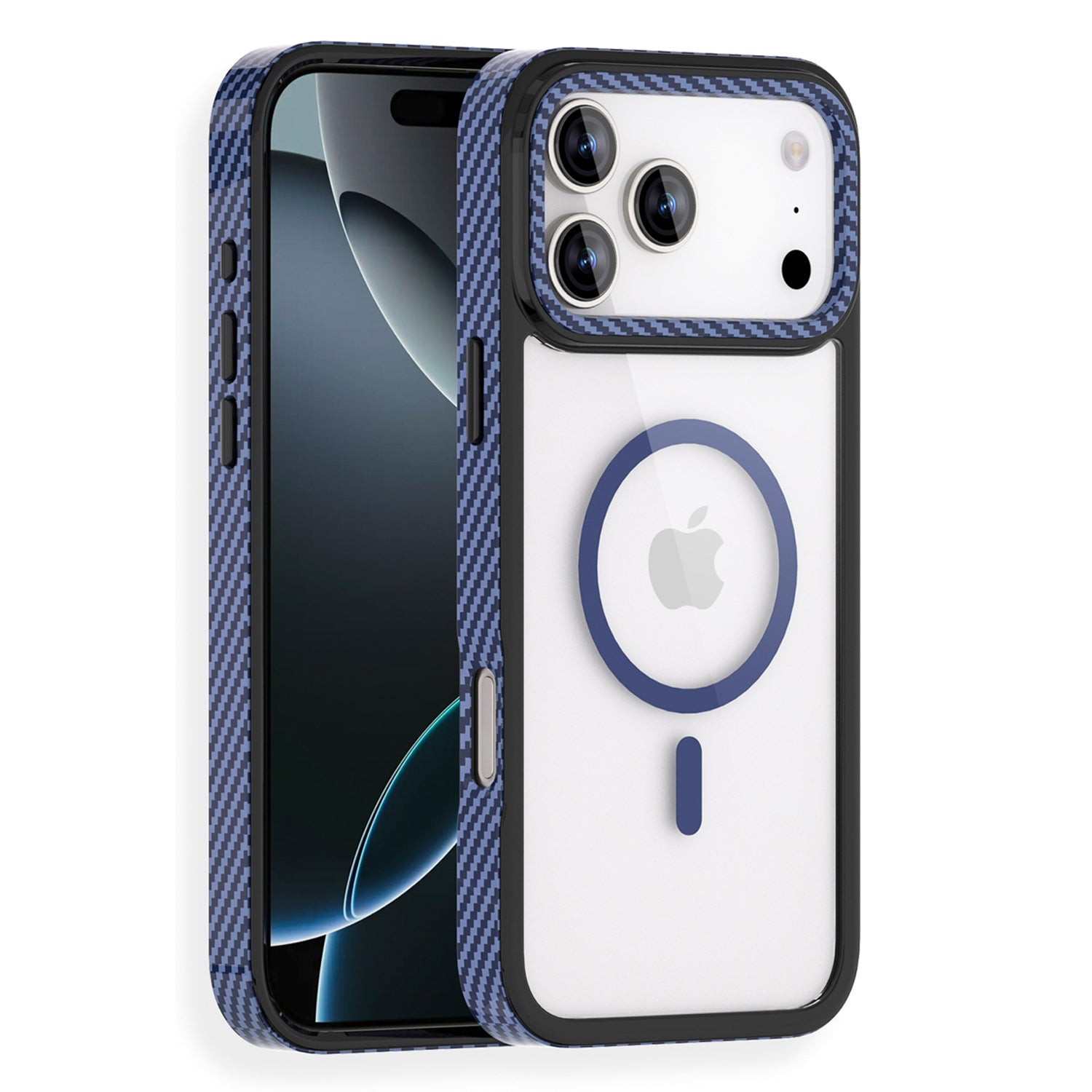 For Apple iPhone 17/17Air/17 Pro/17 Pro Max Kevlar Texture Carbon Fiber Magnetic Magsafe Back Case – Shockproof Clear Back Cover with Rugged Bumper Protection, Slim Fit Design