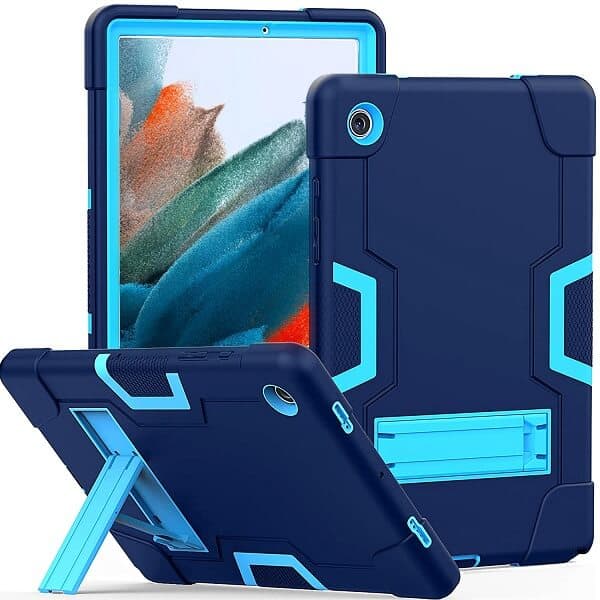 Samsung Galaxy Tab A8 Heavy Duty Case Fancy Hybrid Stand Cover (Navy Blue)