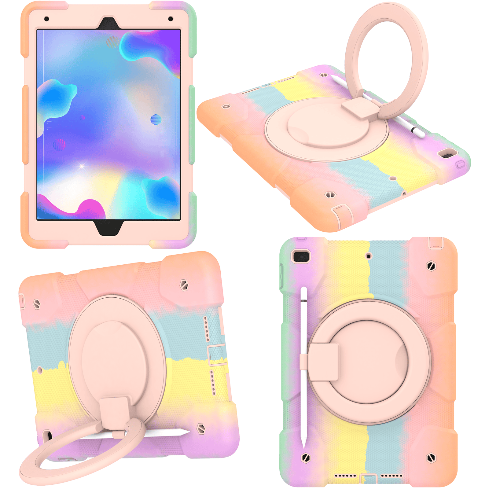 Rotatable Fancy Shockproof Heavy Duty Kickstand Case Cover With Pencil Holder For All Apple iPad Models
