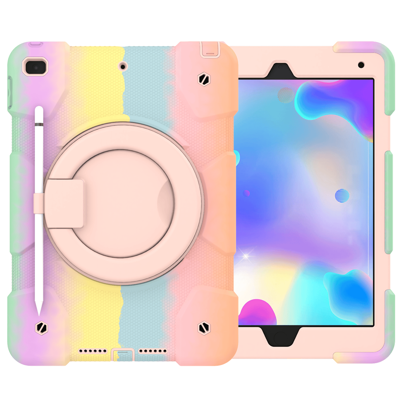 Rotatable Fancy Shockproof Heavy Duty Kickstand Case Cover With Pencil Holder For All Apple iPad Models