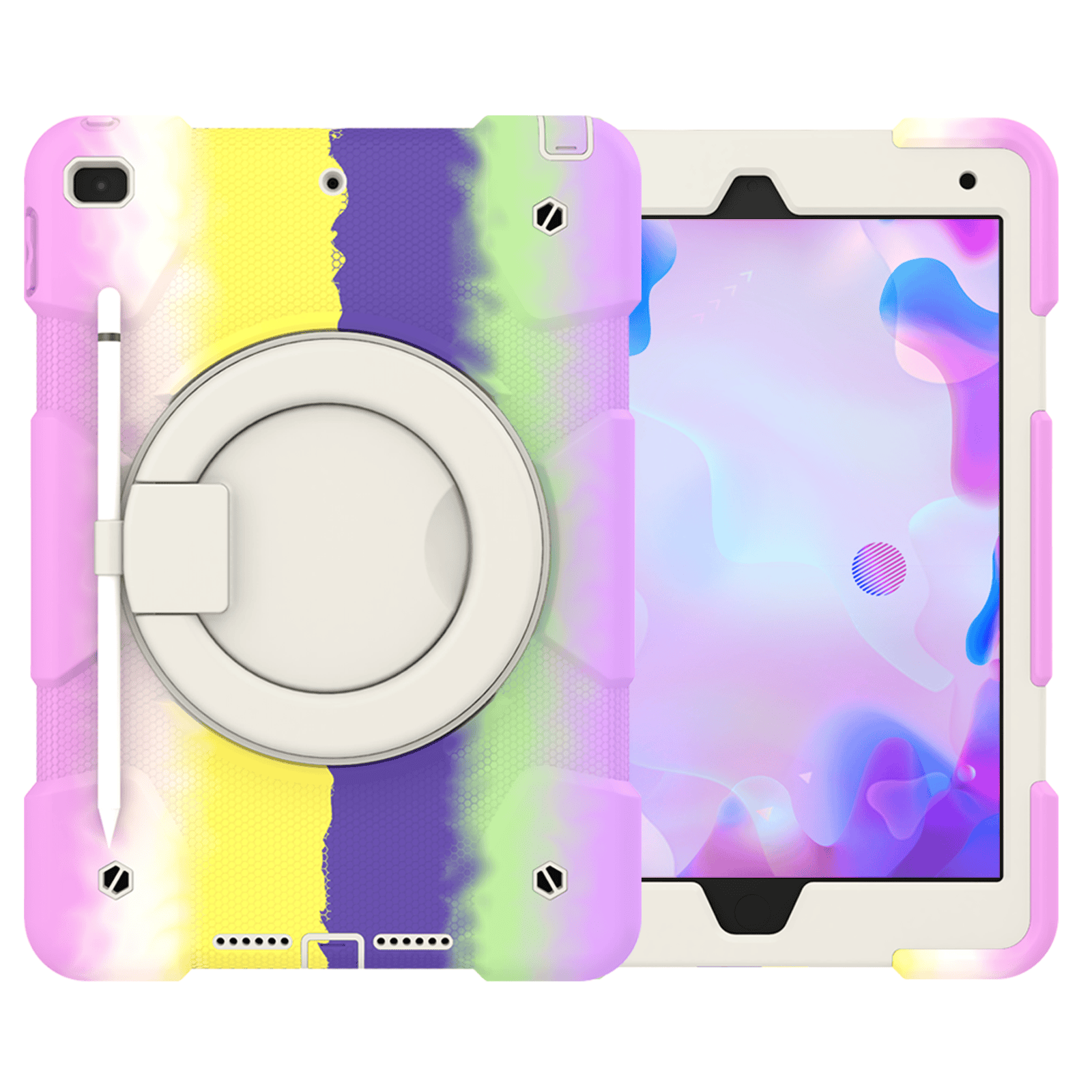 Rotatable Fancy Shockproof Heavy Duty Kickstand Case Cover With Pencil Holder For All Apple iPad Models