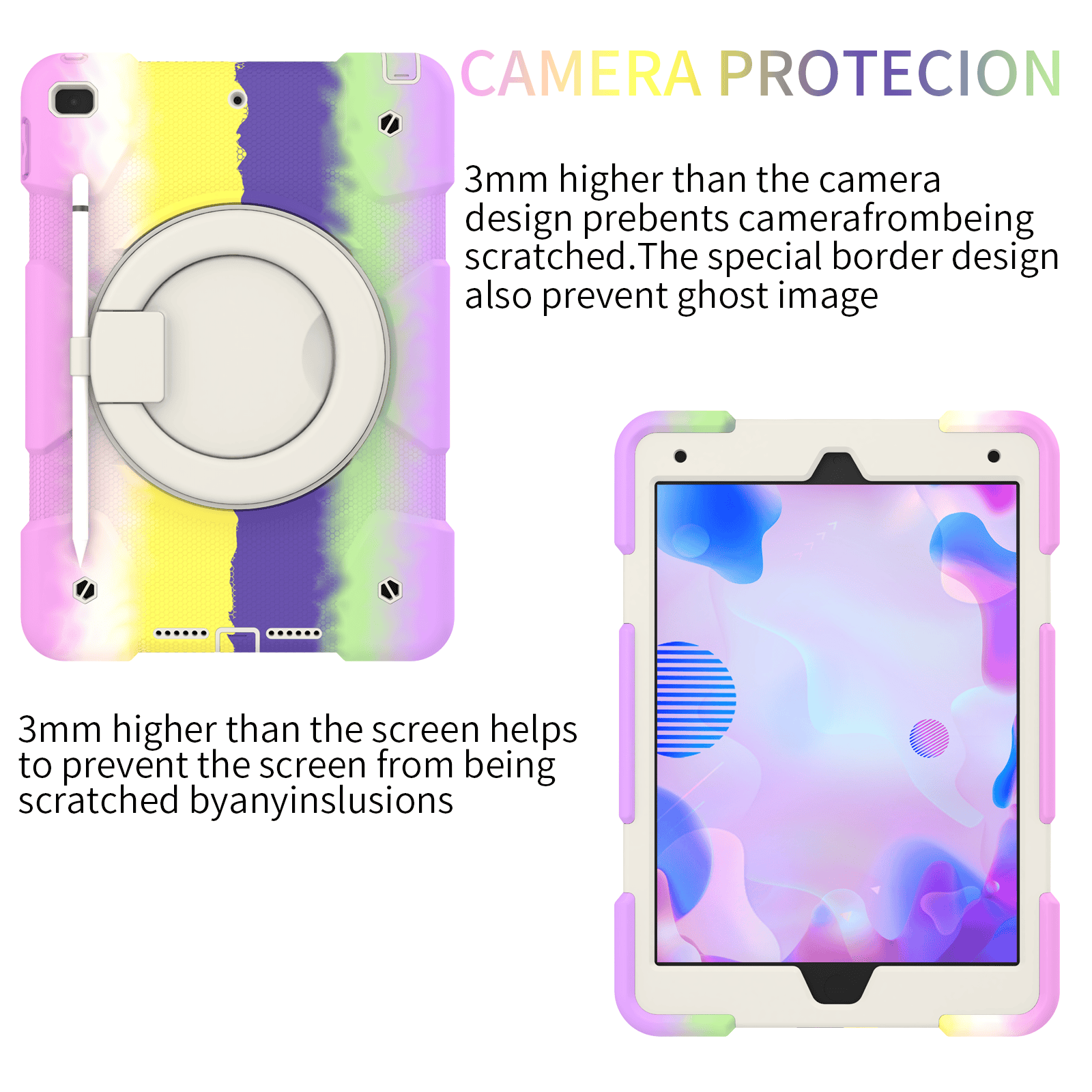 Rotatable Fancy Shockproof Heavy Duty Kickstand Case Cover With Pencil Holder For All Apple iPad Models