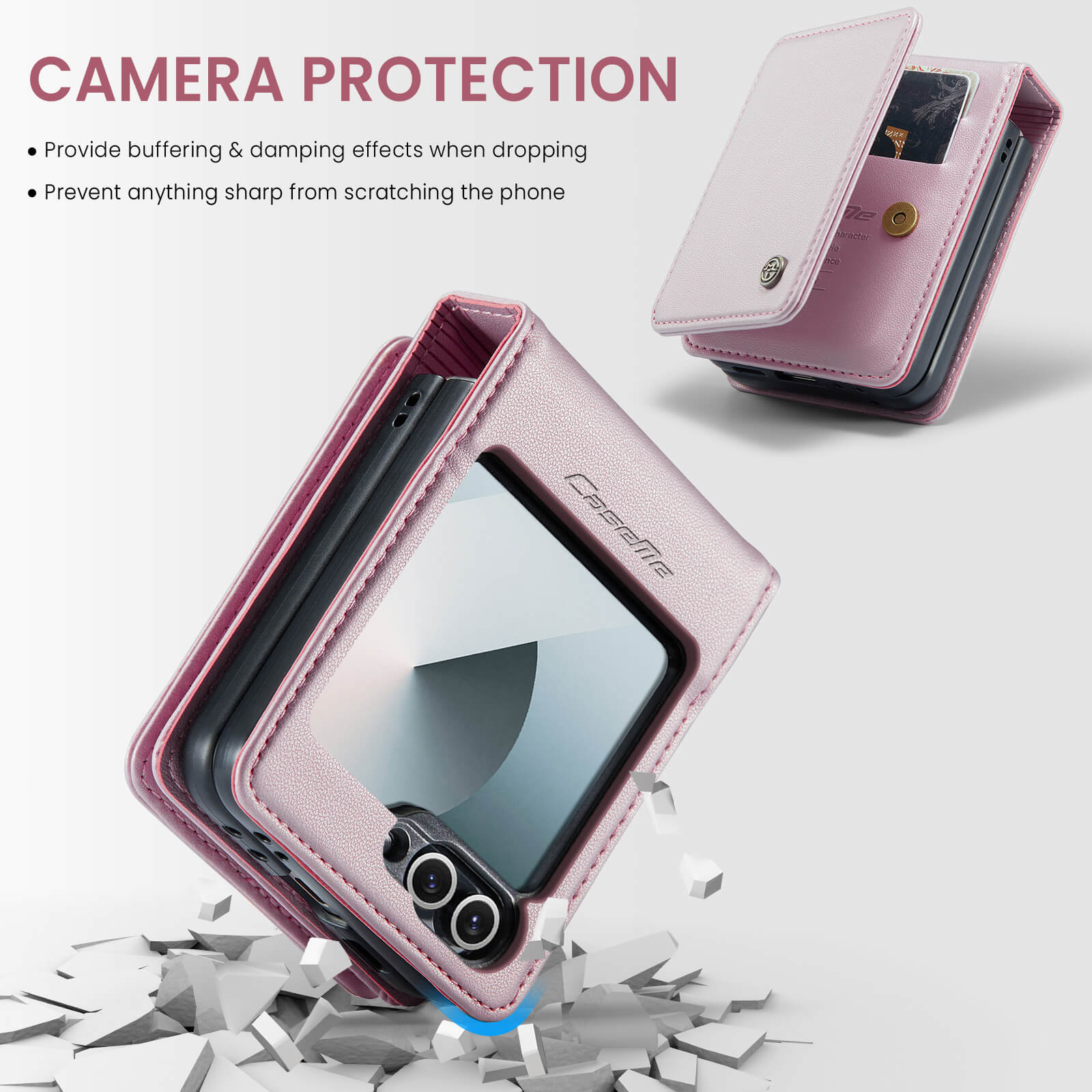 CaseMe For Samsung Galaxy Z Flip 7 Retro PU Leather Wallet Case with RFID Blocking Card Holder and Magnetic Closure Cover