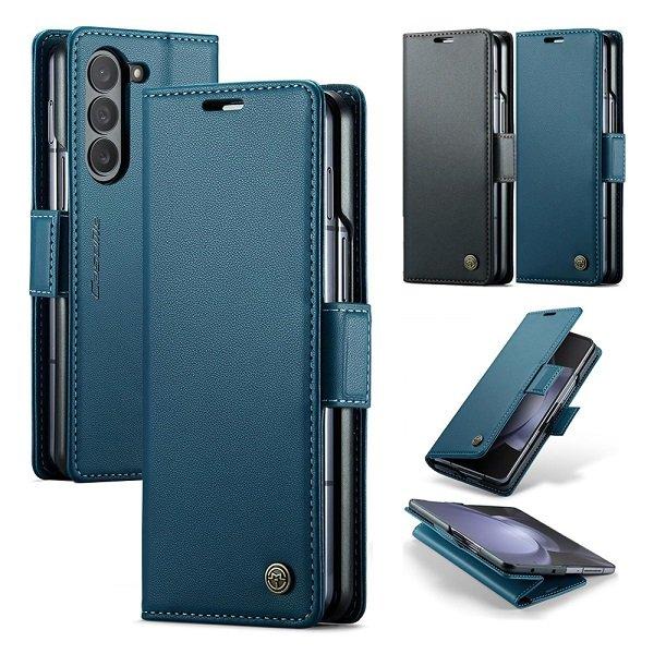 CaseMe For Samsung Galaxy Z Fold 5 Retro PU Leather Wallet Case with RFID Blocking Card Holder and Magnetic Closure Cover