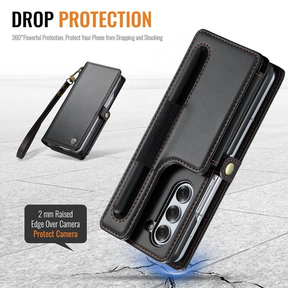 CaseMe Samsung Galaxy Z Fold7/6 Leather Wallet Case with RFID Blocking Card Slots