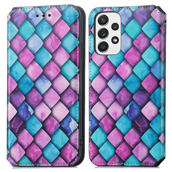 CaseNeo For Samsung Galaxy A13 4G Leather Wallet Flip Case With RFID Blocking Credit Card Holder Slots Cover - Purple Scales