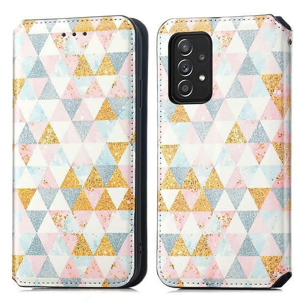 CaseNeo For Samsung Galaxy A53 5G Leather Wallet Flip Case With RFID Blocking Credit Card Holder Slots Cover -Nordic Rhombus