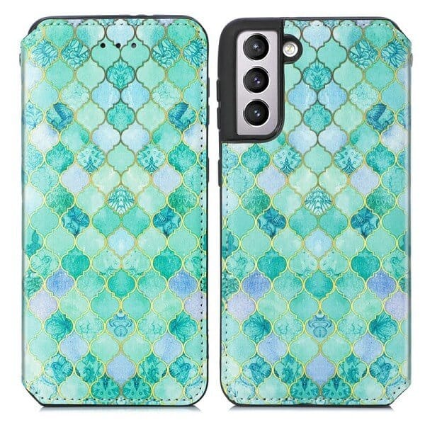 CaseNeo For Samsung Galaxy S22 5G Leather Wallet Flip Case With RFID Blocking Credit Card Holder Slots Cover - Emerald