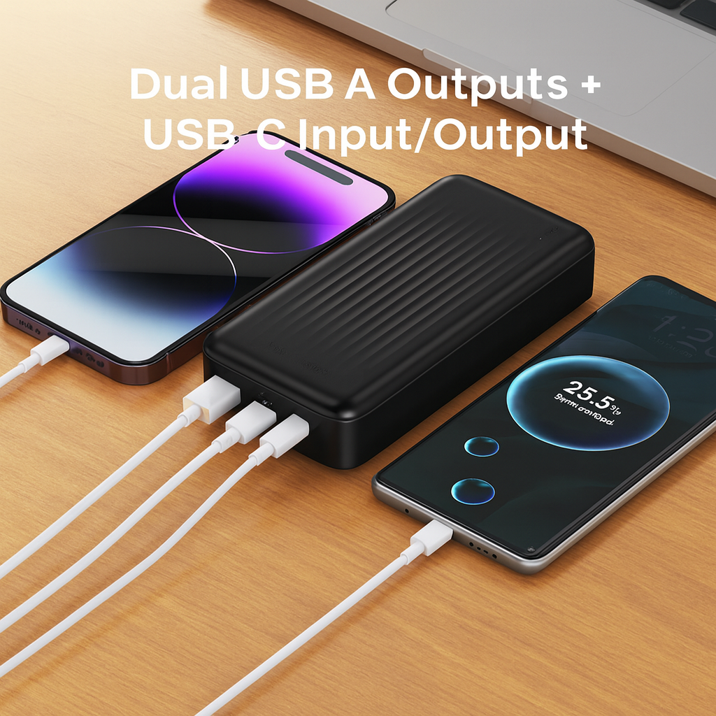 Borofone BJ80A 20000mAh 22.5W+PD20W 4 Ports USB A/USB C Portable Power Bank With LED Indicator