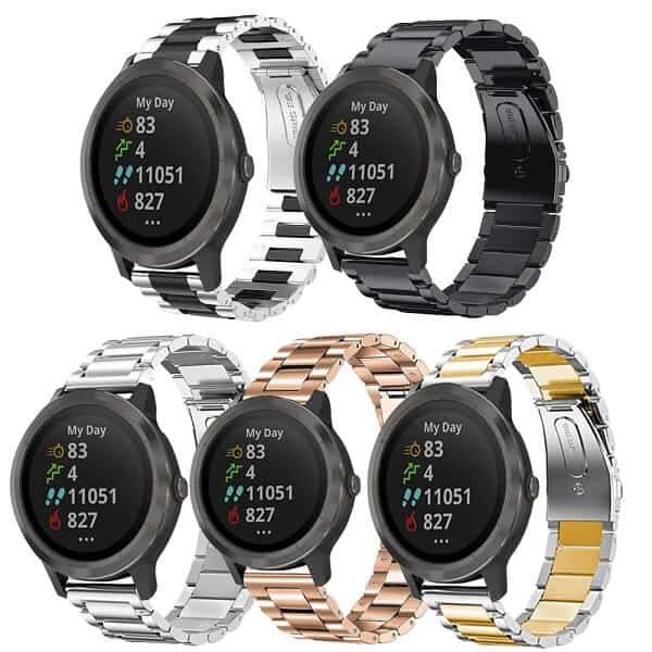 Garmin Watch Bands, 20mm Stainless Steel Metal Replacement Strap Loop Bracelet Women Men