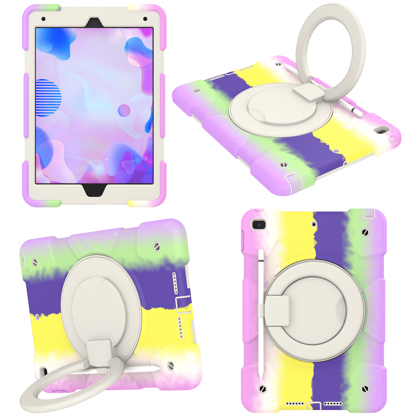 Rotatable Fancy Shockproof Heavy Duty Kickstand Case Cover With Pencil Holder For All Apple iPad Models