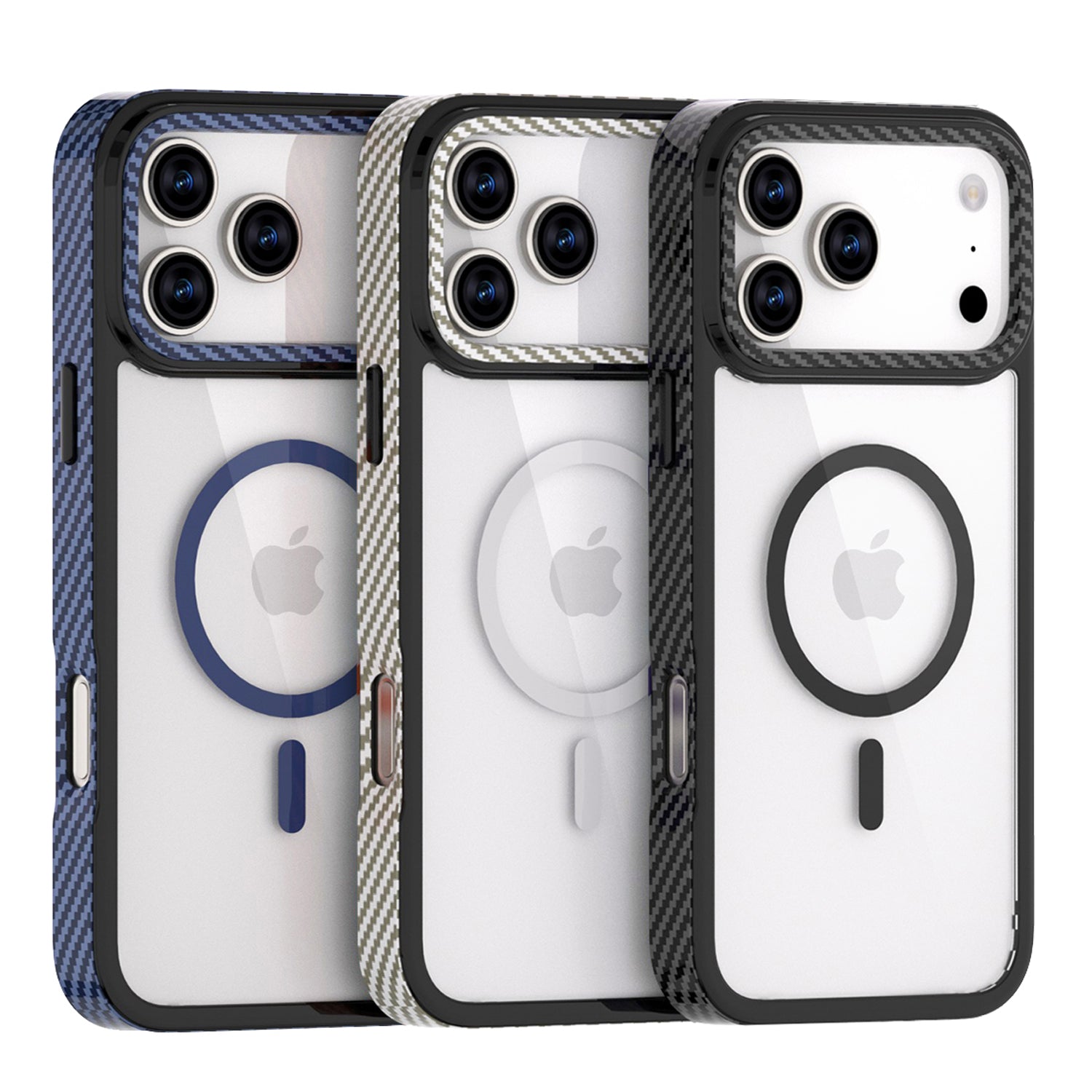 For Apple iPhone 17/17Air/17 Pro/17 Pro Max Kevlar Texture Carbon Fiber Magnetic Magsafe Back Case – Shockproof Clear Back Cover with Rugged Bumper Protection, Slim Fit Design