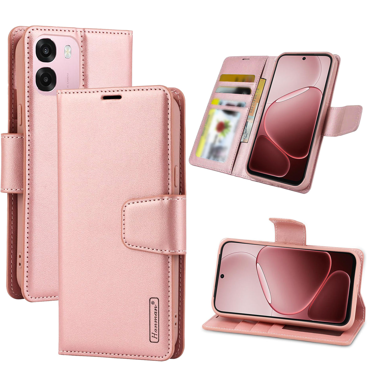 Hanman For Oppo Wallet Leather Flip Card Holder Case Cover