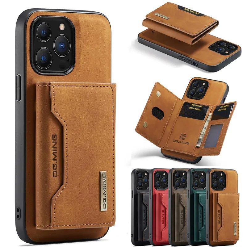 DG.MING For Apple iPhone Premium Trifold Wallet Leather Case With 2-in-1 Magnetic Detachable Card Holder Pocket Cover