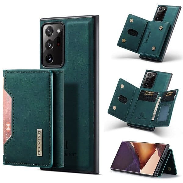 DG.MING For Samsung Galaxy Note 20 Ultra Premium Trifold Wallet Leather Case With 2-in-1 Magnetic Detachable Card Holder Pocket Cover - Blue