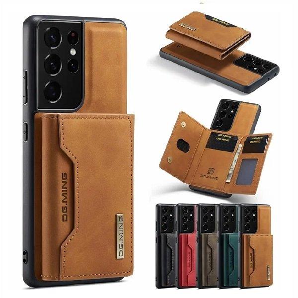 DG.MING For Samsung Galaxy S Series Premium Trifold Wallet Leather Case With 2-in-1 Magnetic Detachable Card Holder Pocket Cover