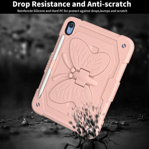 Butterfly Fancy Shockproof Heavy Duty Kickstand Case Cover With Pencil Holder For All Apple iPad Models