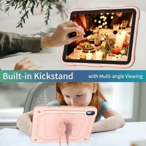Butterfly Fancy Shockproof Heavy Duty Kickstand Case Cover With Pencil Holder For All Apple iPad Models