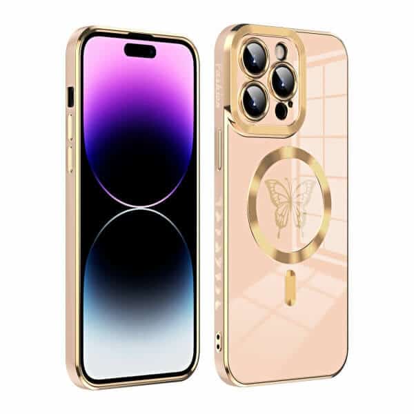 For Apple iPhone 15/14/13 Pro Max Plus Butterfly Design MagSafe Magnetic Case with HaloLock Shockproof Protective Cover