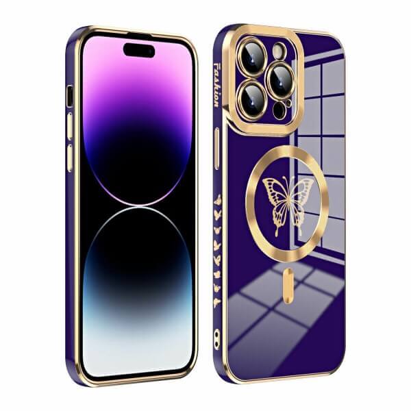 For Apple iPhone 15/14/13 Pro Max Plus Butterfly Design MagSafe Magnetic Case with HaloLock Shockproof Protective Cover
