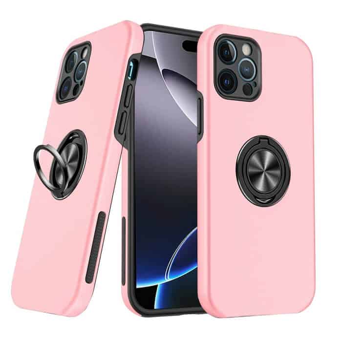 For Apple iPhone 16/15/14/13 Pro Max Plus Silicon With Ring Stand Shockproof Case Heavy Duty Protective Back Cover