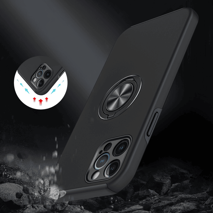 For Apple iPhone 16/15/14/13 Pro Max Plus Silicon With Ring Stand Shockproof Case Heavy Duty Protective Back Cover
