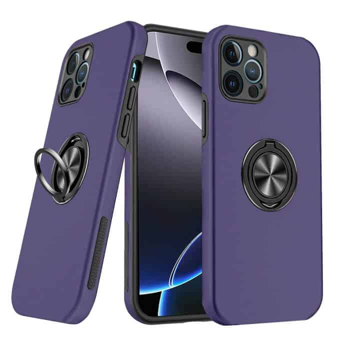 For Apple iPhone 16/15/14/13 Pro Max Plus Silicon With Ring Stand Shockproof Case Heavy Duty Protective Back Cover