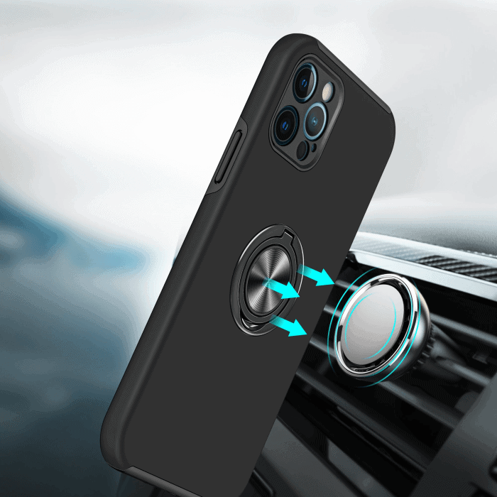 For Apple iPhone 16/15/14/13 Pro Max Plus Silicon With Ring Stand Shockproof Case Heavy Duty Protective Back Cover