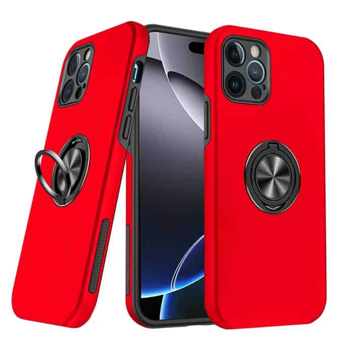 For Apple iPhone 16/15/14/13 Pro Max Plus Silicon With Ring Stand Shockproof Case Heavy Duty Protective Back Cover