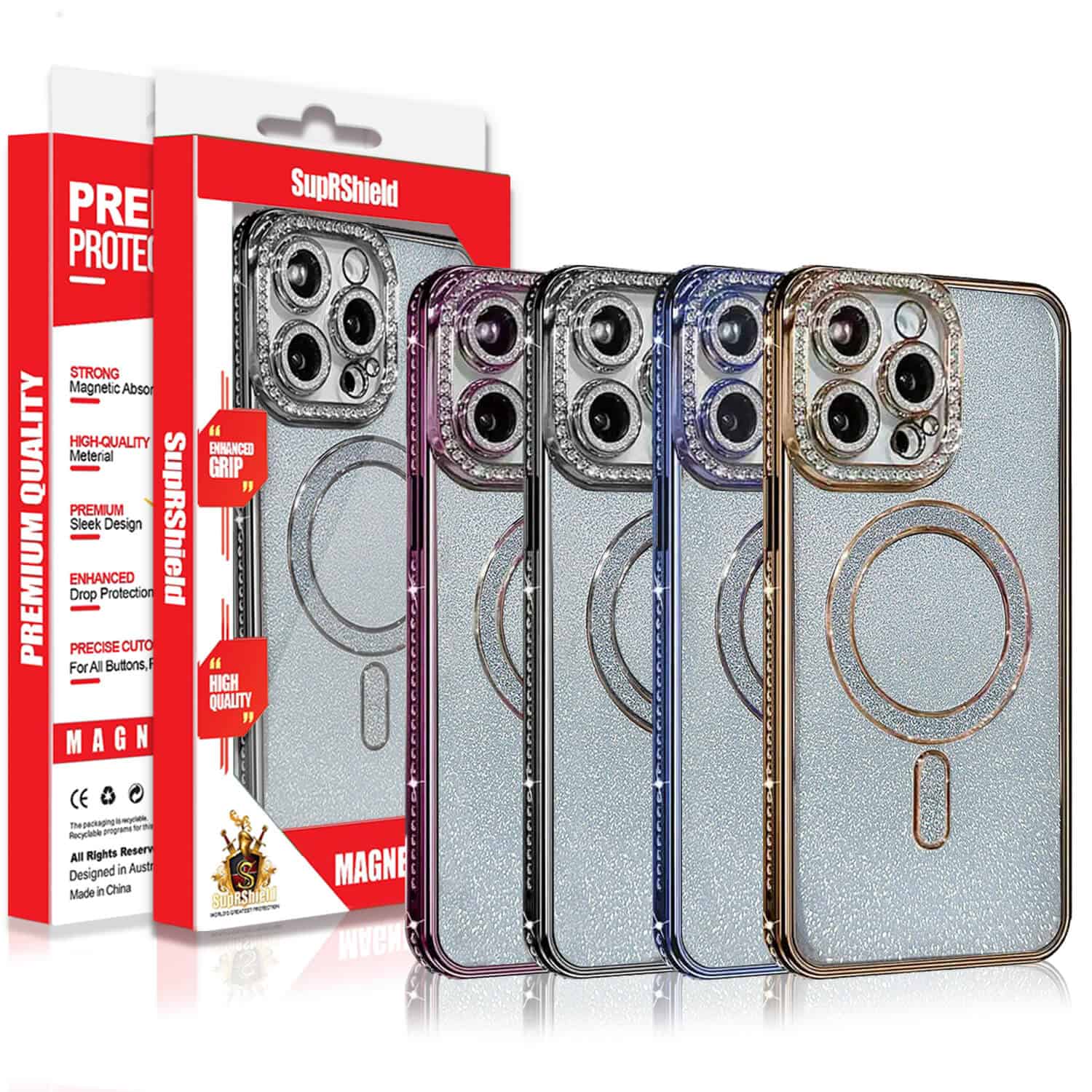 For Apple iPhone 1616 ProiPhone 16 Pro MaxiPhone 16 Plus Glitter Bling Diamond MagSafe Magnetic Case Cover