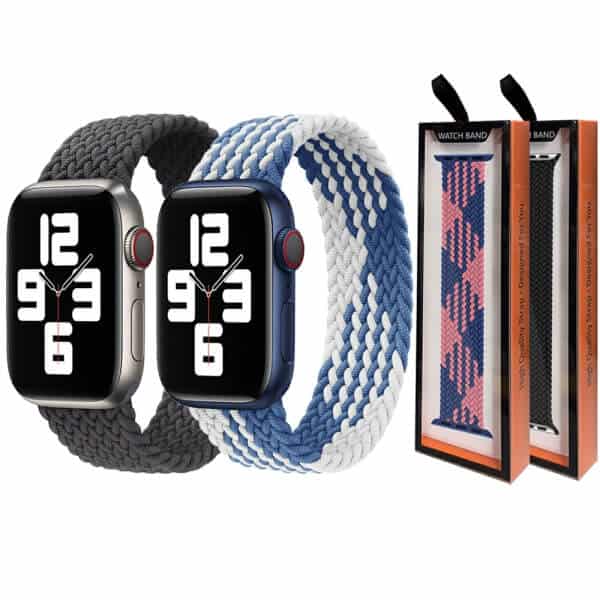 For Apple iWatch Stretchy Braided Loop 38/ 40/ 41/ 42/ 44/ 45/ 49mm Nylon Fabric Strap Wristband