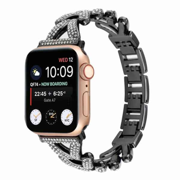For Apple iWatch V Shape Bling Rhinestones 38 /40 /41 /42 /44 /45 /46 /49mm Bracelet Strap Wristband