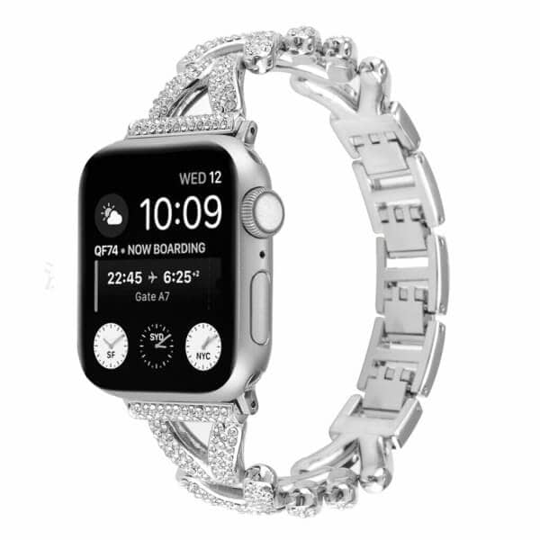 For Apple iWatch V Shape Bling Rhinestones 38 /40 /41 /42 /44 /45 /46 /49mm Bracelet Strap Wristband