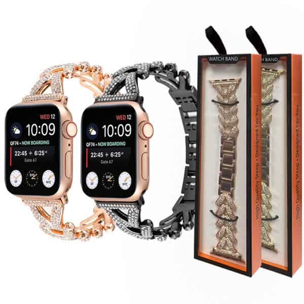For Apple iWatch V Shape Bling Rhinestones 38 /40 /41 /42 /44 /45 /46 /49mm Bracelet Strap Wristband