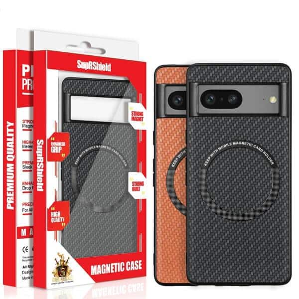 For Google Pixel 8 /8 Pro MagSafe Card Holder, Carbon Fiber, Detachable Magnetic Wallet Slot Case Cover