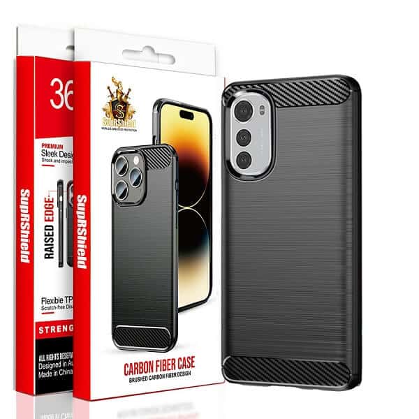 For Motorola Moto Rugged Shockproof Case Carbon Fiber Heavy Duty Rugged Cover (Black)