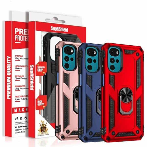For Motorola Moto Heavy Duty Shockproof Rugged Magnetic Ring Case Cover