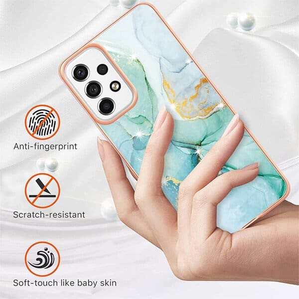 For Samsung Galaxy A13 4G Case Hard back Marble Pattern Slim Design Enhanced Camera and Screen Protection Girls and Women Cover (Green)