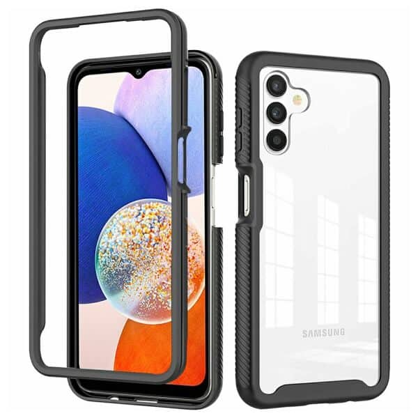 For Samsung Galaxy A14 5G Military Grade Shockproof Clear Heavy Duty Case Bumper Drop Protection Cover (Black)