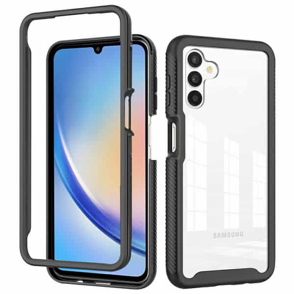 For Samsung Galaxy A34 5G Military Grade Shockproof Clear Heavy Duty Case Bumper Drop Protection Tough Cover (Black)