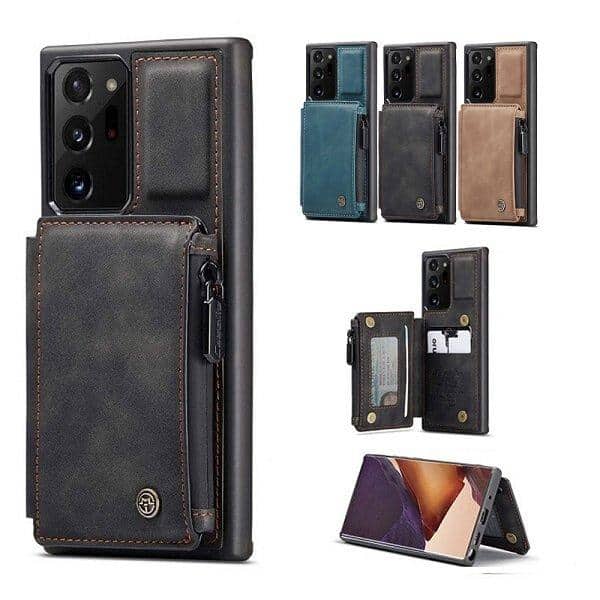 For Samsung Galaxy Note 20 Ultra CaseMe Back Zipper Wallet Case W 3 Card Slots, RFID Blocking, 1 Money Pocket, Credit Card Holder Leather Cover