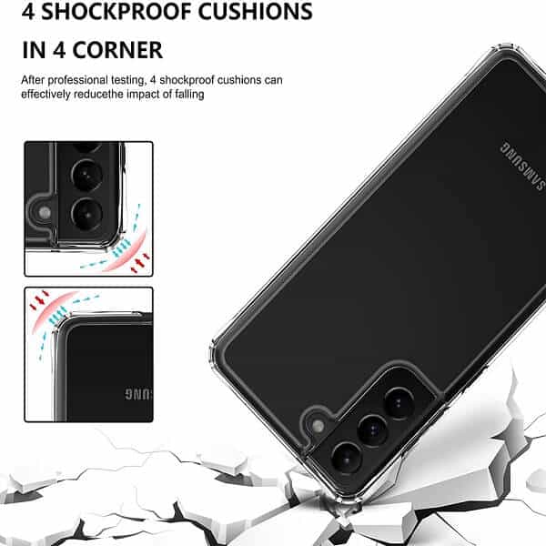 For Samsung Galaxy S22 Clear Case Slim With 4 Corners [Shock Absorption] Hard Back Soft Bumper Cover