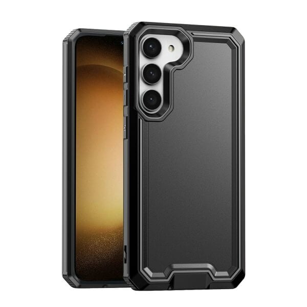 For Samsung Galaxy S23+ S23 Plus 2in1 Case Drop Resistant Defender Tradies Hybrid Armor Heavy Duty Rugged Shockproof Tough Cover (Black)
